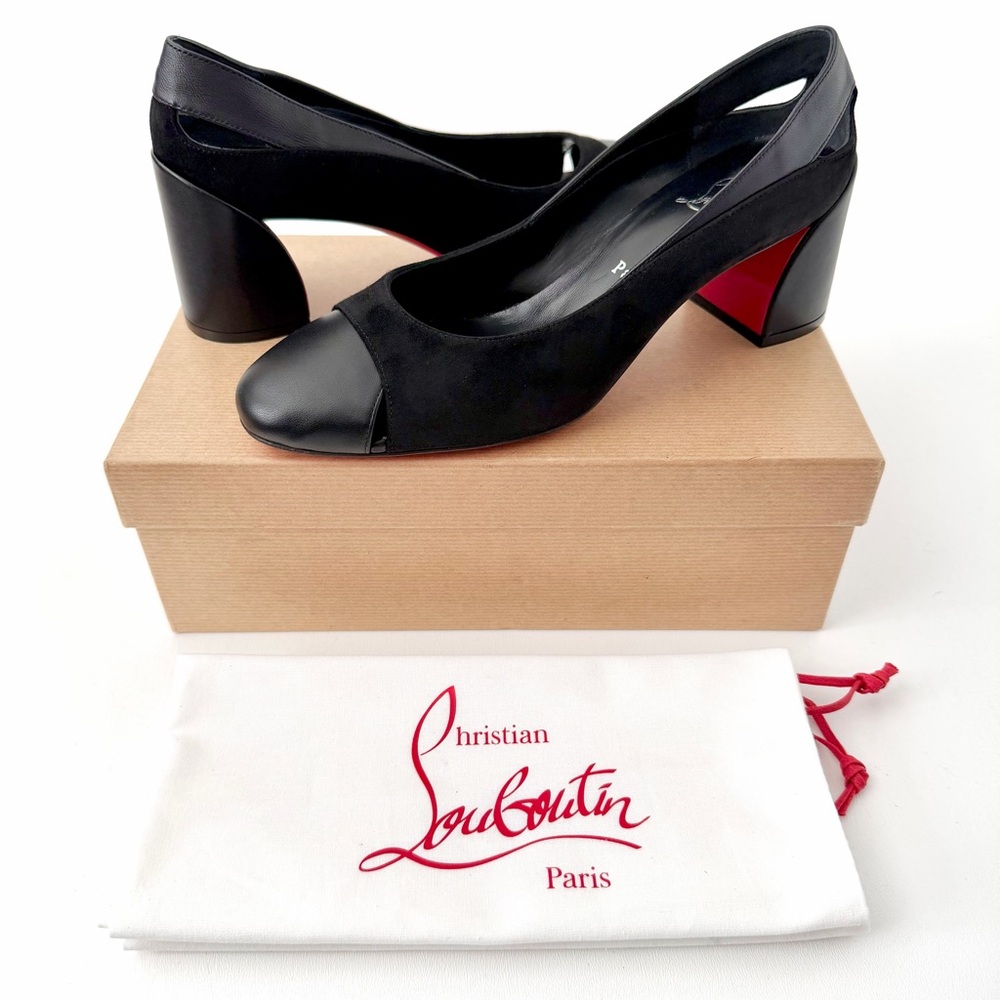 CHRISTIAN LOUBOUTIN | Miss Duvette 55 Black Suede Leather Pumps Red Sole EU 39 - Picture 2 of 14